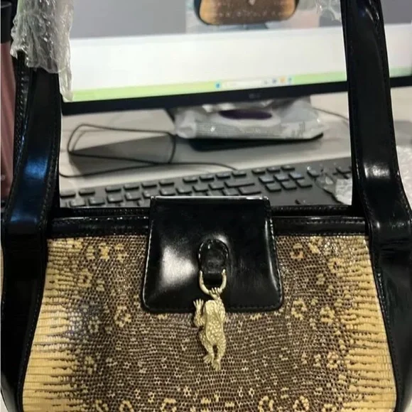 Barry Kiesselstein-Cord Varanus Lizard Exotic Leather Sophisticated Shoulder Bag - Picture 4 of 5